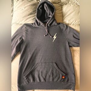 Aviator Nation smokey Navy Hoodie with white lightning bolt accent
